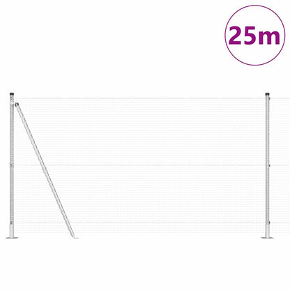 Zaun mit Pfosten Silber 1,2 x 25 m Stahl