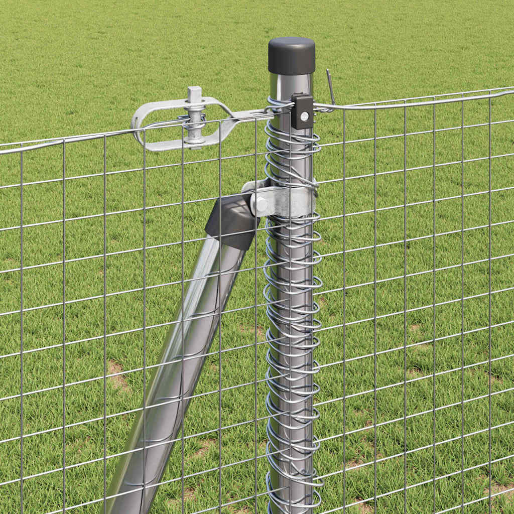 Zaun mit Pfosten Silber 1,2 x 25 m Stahl