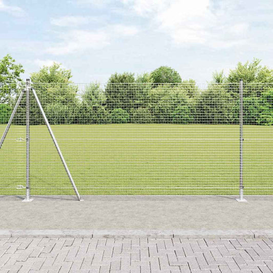 Zaun mit Pfosten Silber 1,2 x 25 m Stahl