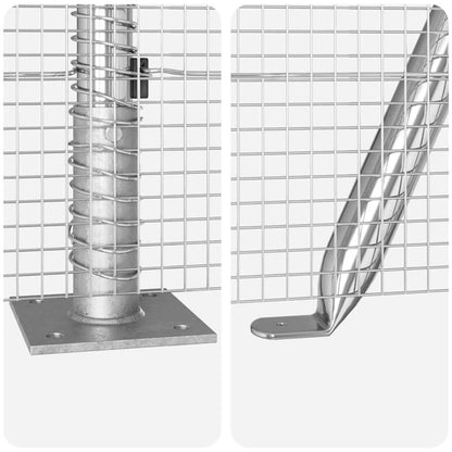 Zaun mit Pfosten Silber 1.5 x 25 m Stahl