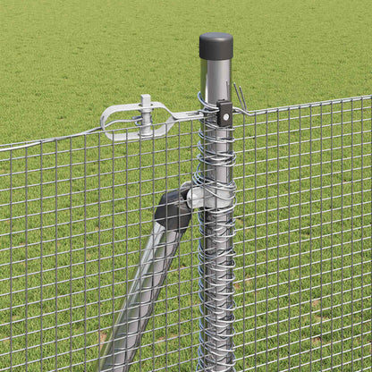 Zaun mit Pfosten Silber 1,5 x 25 m Stahl
