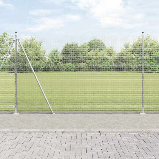 Zaun mit Pfosten Silber 1.5 x 25 m Stahl