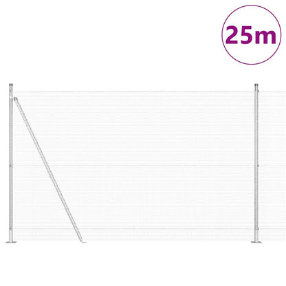Zaun mit Pfosten Silber 1.5 x 25 m Stahl