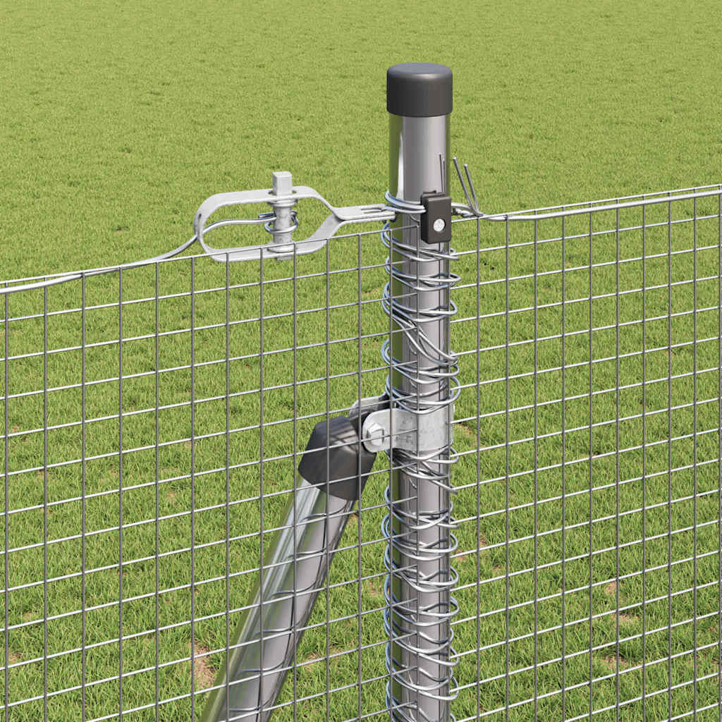 Zaun mit Pfosten Silber 1,5 x 25 m Stahl