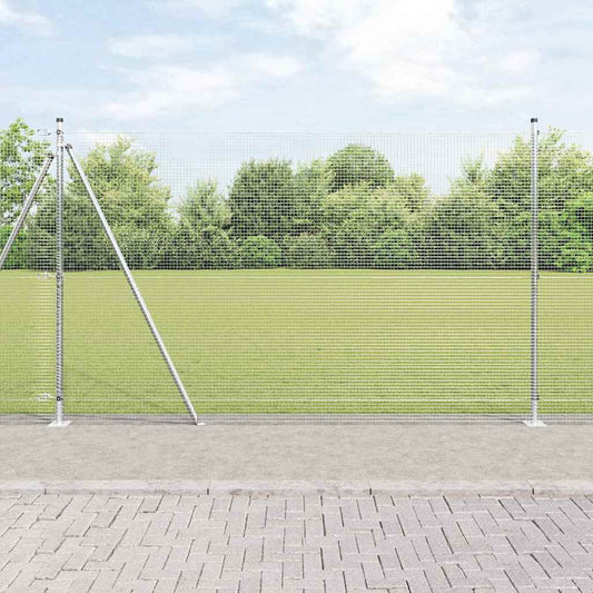 Zaun mit Pfosten Silber 1,5 x 25 m Stahl