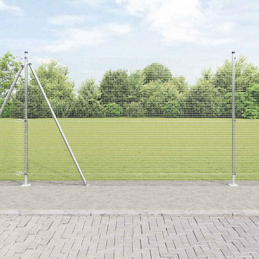 Zaun mit Pfosten Silber 1.5 x 25 m Stahl