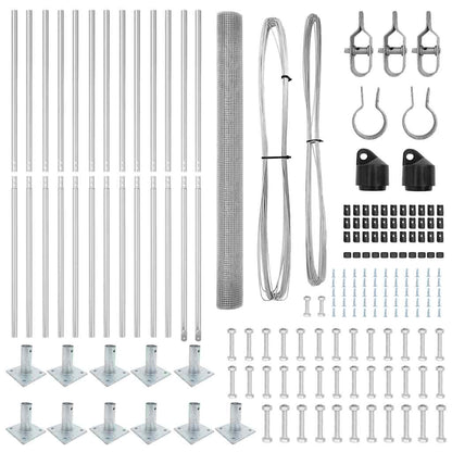 Zaun mit Pfosten Silber 1.5 x 25 m Stahl