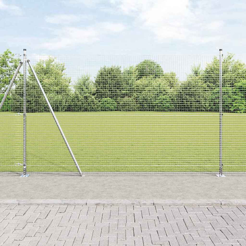 Zaun mit Pfosten Silber 1.5 x 25 m Stahl