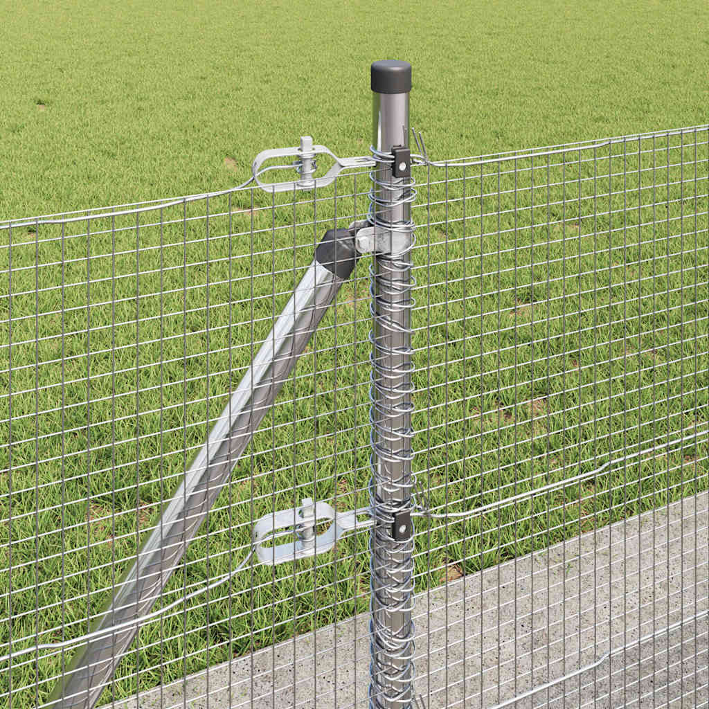 Zaun mit Pfosten Silber 0.4 x 50 m Stahl