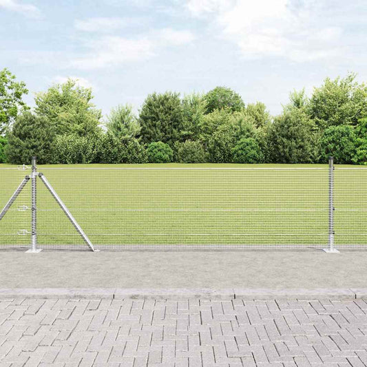 Zaun mit Pfosten Silber 0.4 x 50 m Stahl