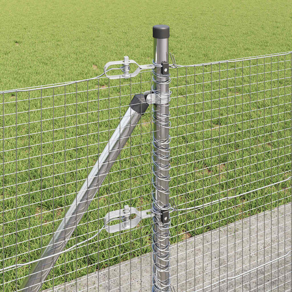 Zaun mit Pfosten Silber 0,5 x 50 m Stahl