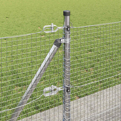 Zaun mit Pfosten Silber 0,5 x 50 m Stahl