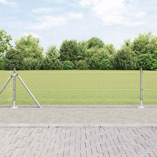 Zaun mit Pfosten Silber 0,5 x 50 m Stahl