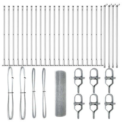 Zaun mit Pfosten Silber 0,5 x 50 m Stahl