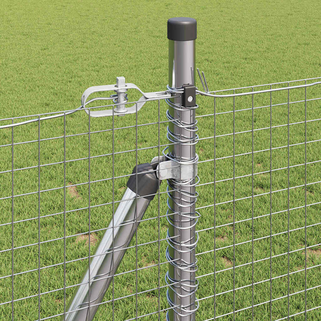 Zaun mit Pfosten Silber 0,8 x 50 m Stahl