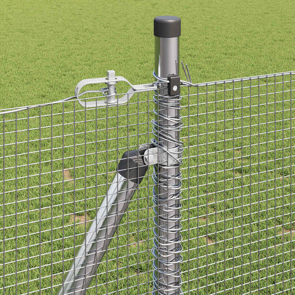 Zaun mit Pfosten Silber 1 x 50 m Stahl