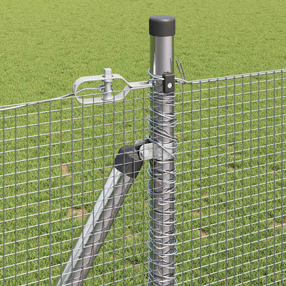 Zaun mit Pfosten Silber 1 x 50 m Stahl
