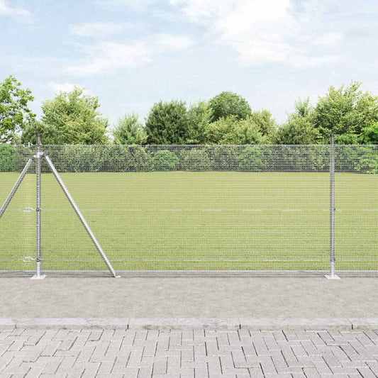 Zaun mit Pfosten Silber 1 x 50 m Stahl