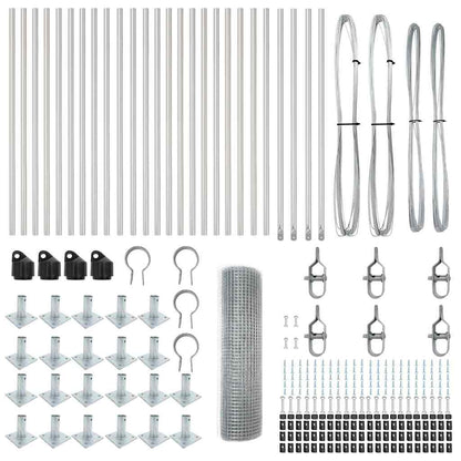 Zaun mit Pfosten Silber 1 x 50 m Stahl