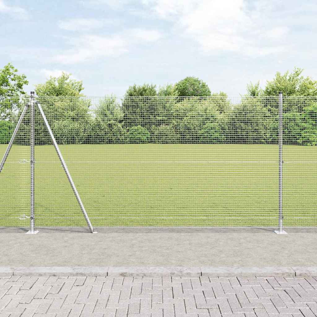 Zaun mit Pfosten Silber 1,2 x 50 m Stahl