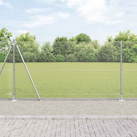 Zaun mit Pfosten Silber 1,2 x 50 m Stahl