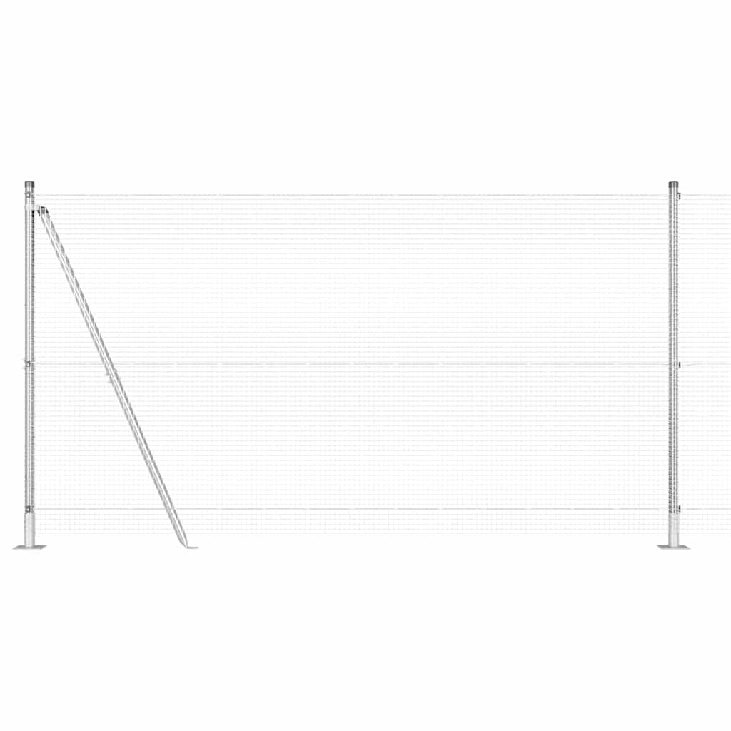 Zaun mit Pfosten Silber 1,2 x 50 m Stahl