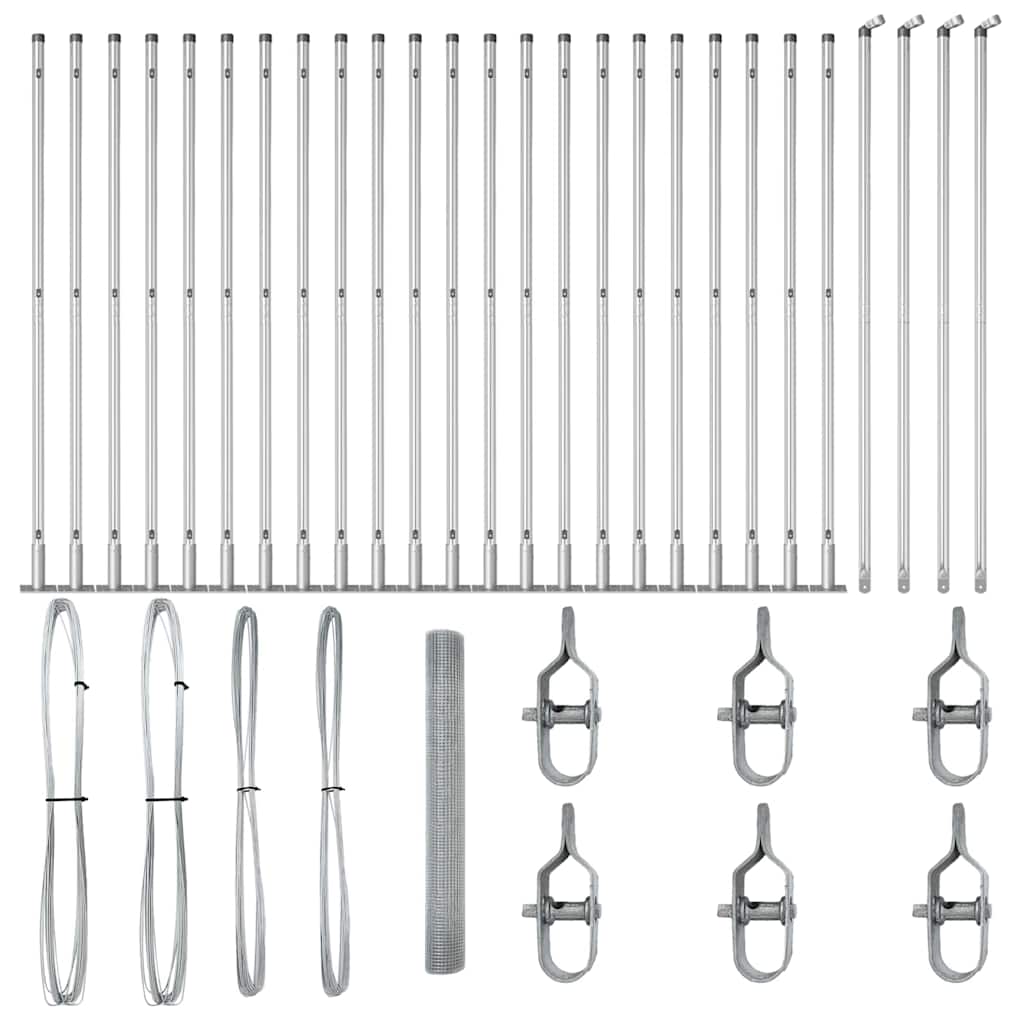 Zaun mit Pfosten Silber 1,2 x 50 m Stahl
