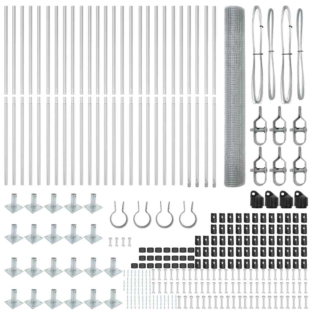 Zaun mit Pfosten Silber 1,2 x 50 m Stahl