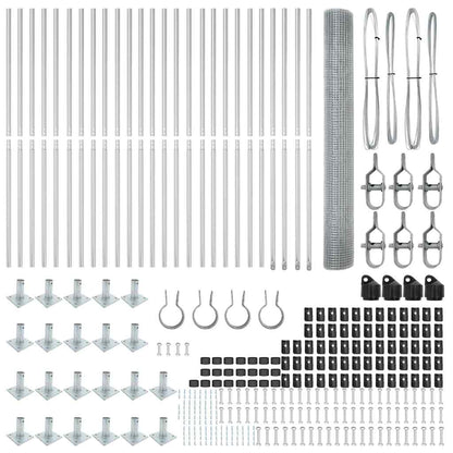 Zaun mit Pfosten Silber 1,2 x 50 m Stahl