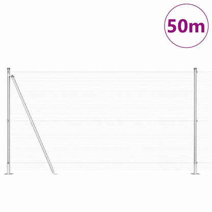 Zaun mit Pfosten Silber 1,2 x 50 m Stahl