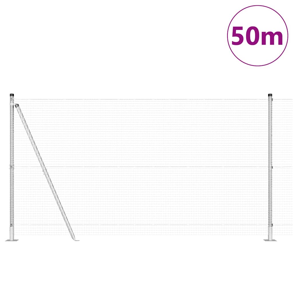 Zaun mit Pfosten Silber 1,2 x 50 m Stahl