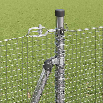 Zaun mit Pfosten Silber 1,4 x 50 m Stahl