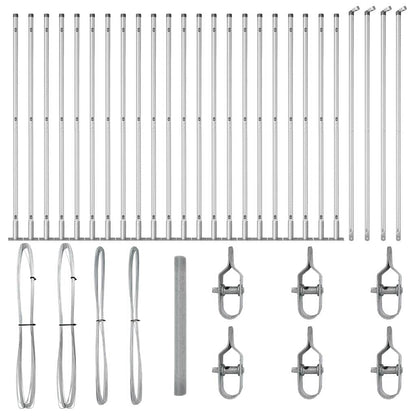 Zaun mit Pfosten Silber 1,5 x 50 m Stahl