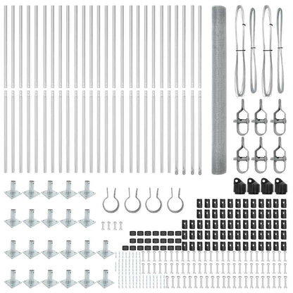 Zaun mit Pfosten Silber 1,5 x 50 m Stahl