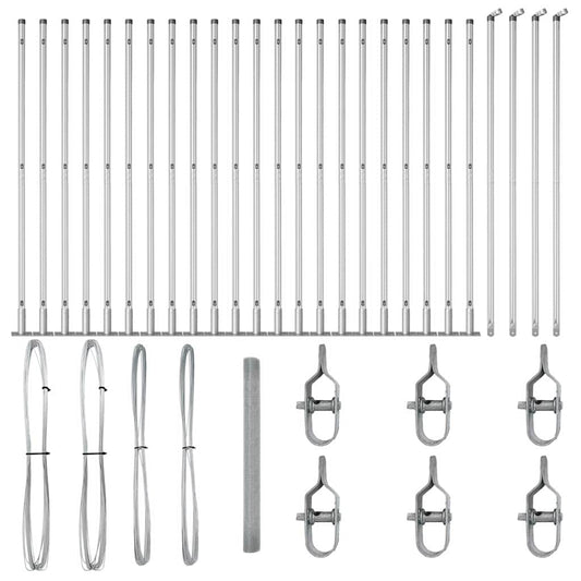 Zaun mit Pfosten Silber 1,5 x 50 m Stahl