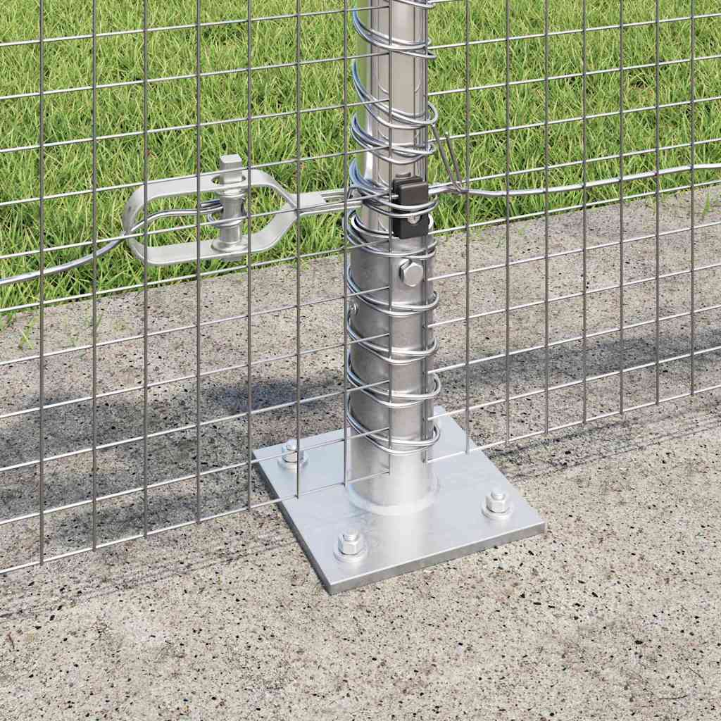 Zaun mit Pfosten Silber 0,4 x 100 m Stahl