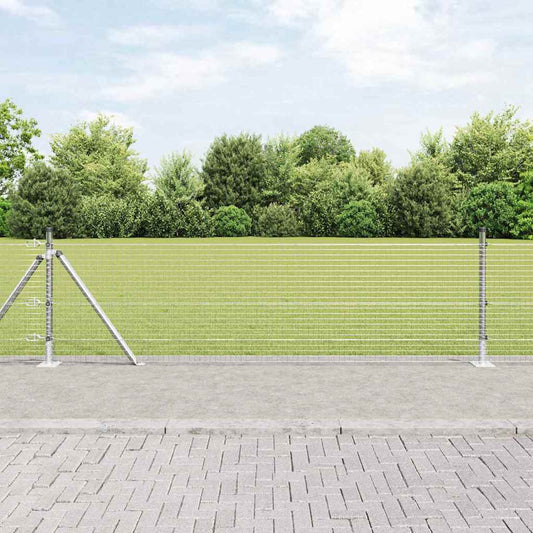 Zaun mit Pfosten Silber 0,4 x 100 m Stahl