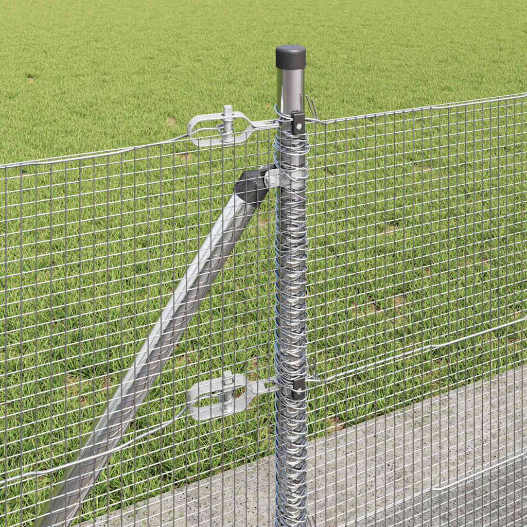 Zaun mit Pfosten Silber 0,6 x 100 m Stahl