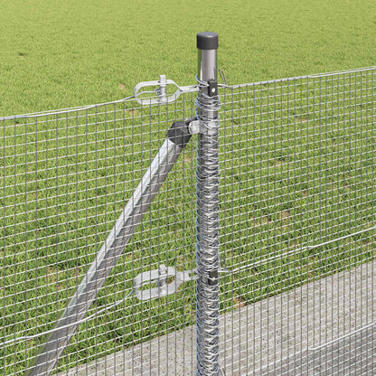 Zaun mit Pfosten Silber 0,6 x 100 m Stahl