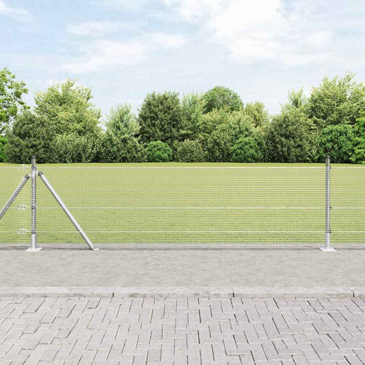 Zaun mit Pfosten Silber 0,6 x 100 m Stahl