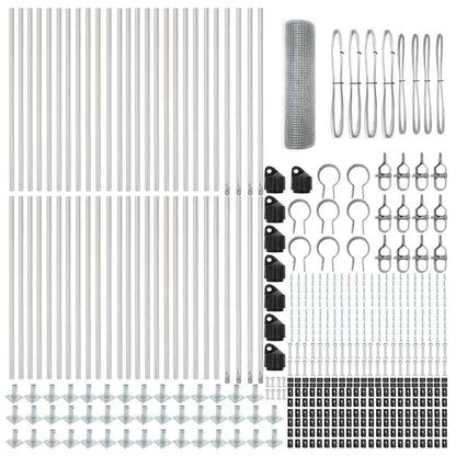 Zaun mit Pfosten Silber 0,6 x 100 m Stahl