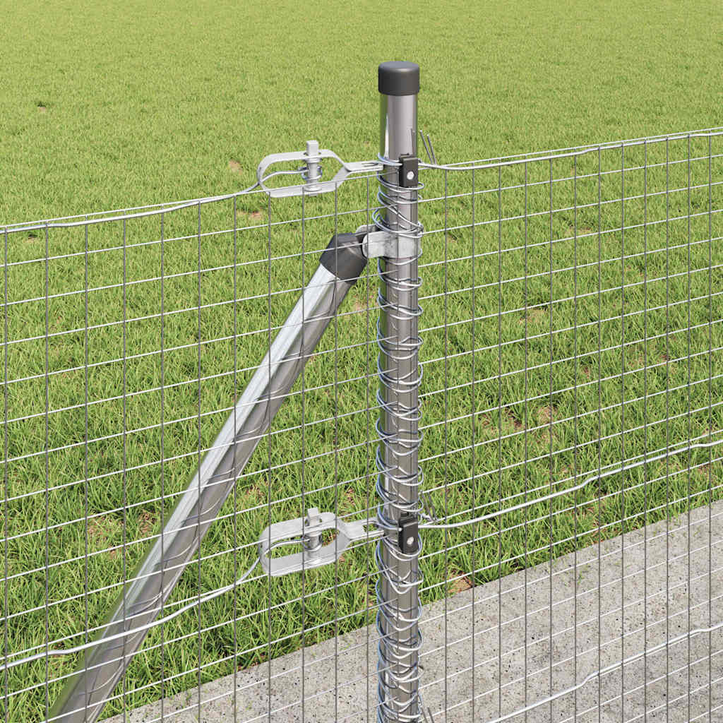 Zaun mit Pfosten Silber 0,6 x 100 m Stahl