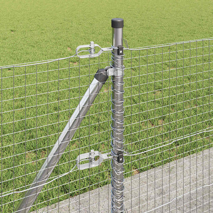 Zaun mit Pfosten Silber 0,6 x 100 m Stahl