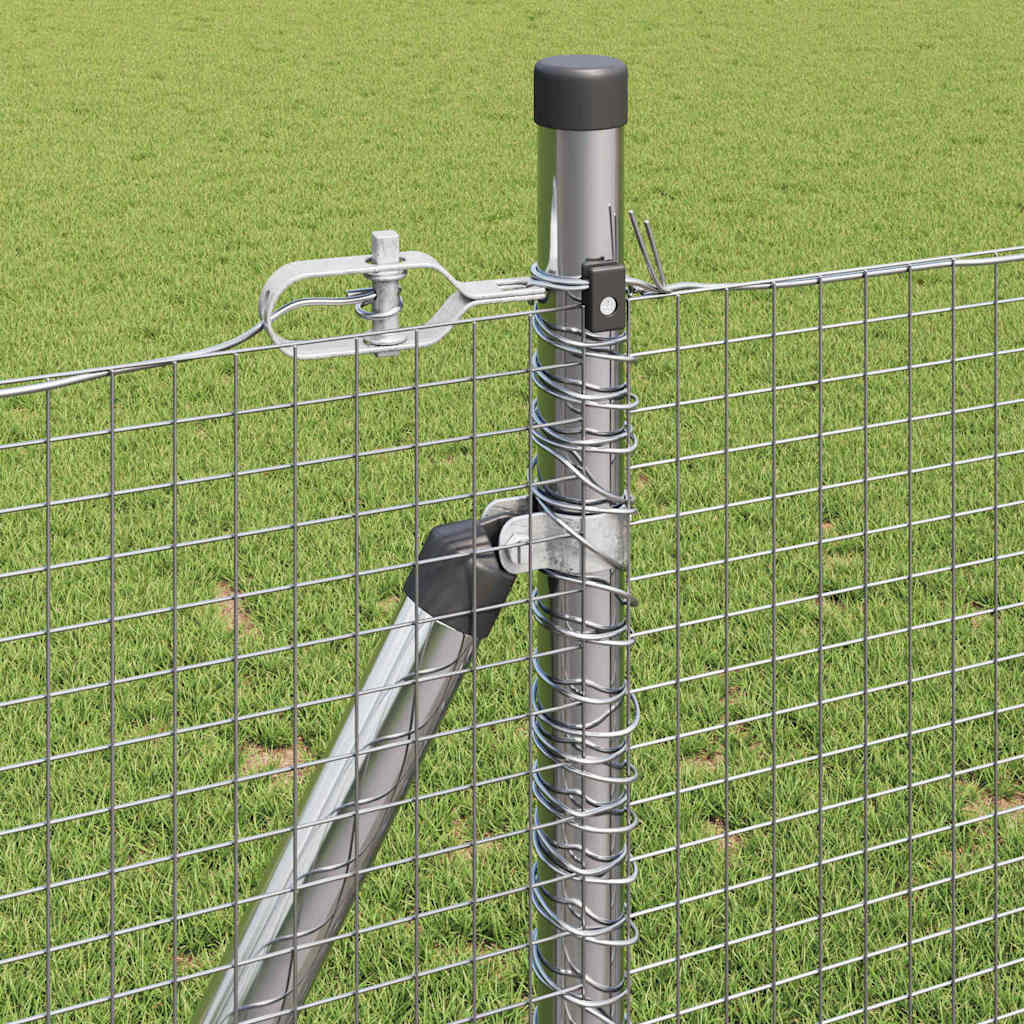 Zaun mit Pfosten Silber 0,8 x 100 m Stahl