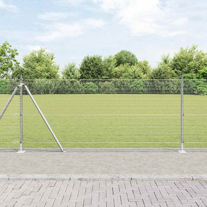 Zaun mit Pfosten Silber 0,8 x 100 m Stahl