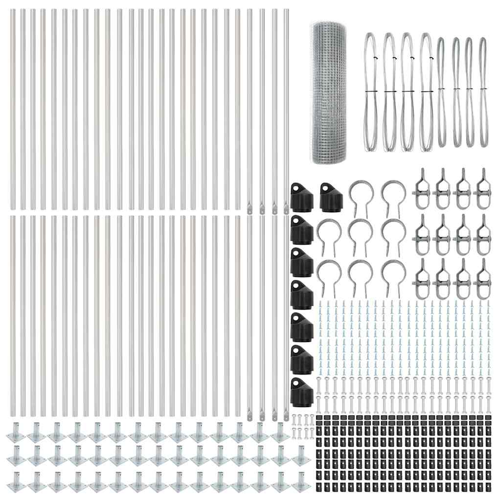 Zaun mit Pfosten Silber 0,8 x 100 m Stahl