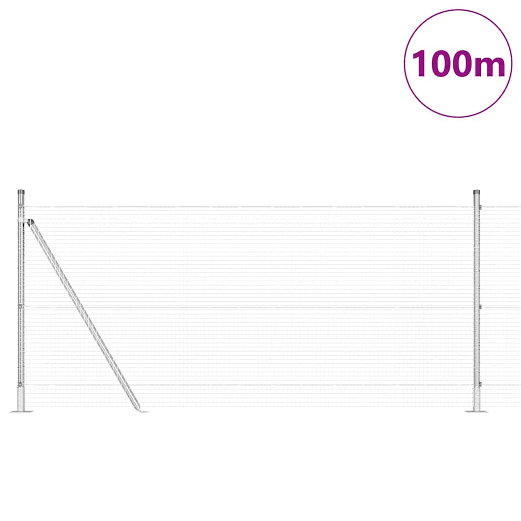 Zaun mit Pfosten Silber 0,8 x 100 m Stahl