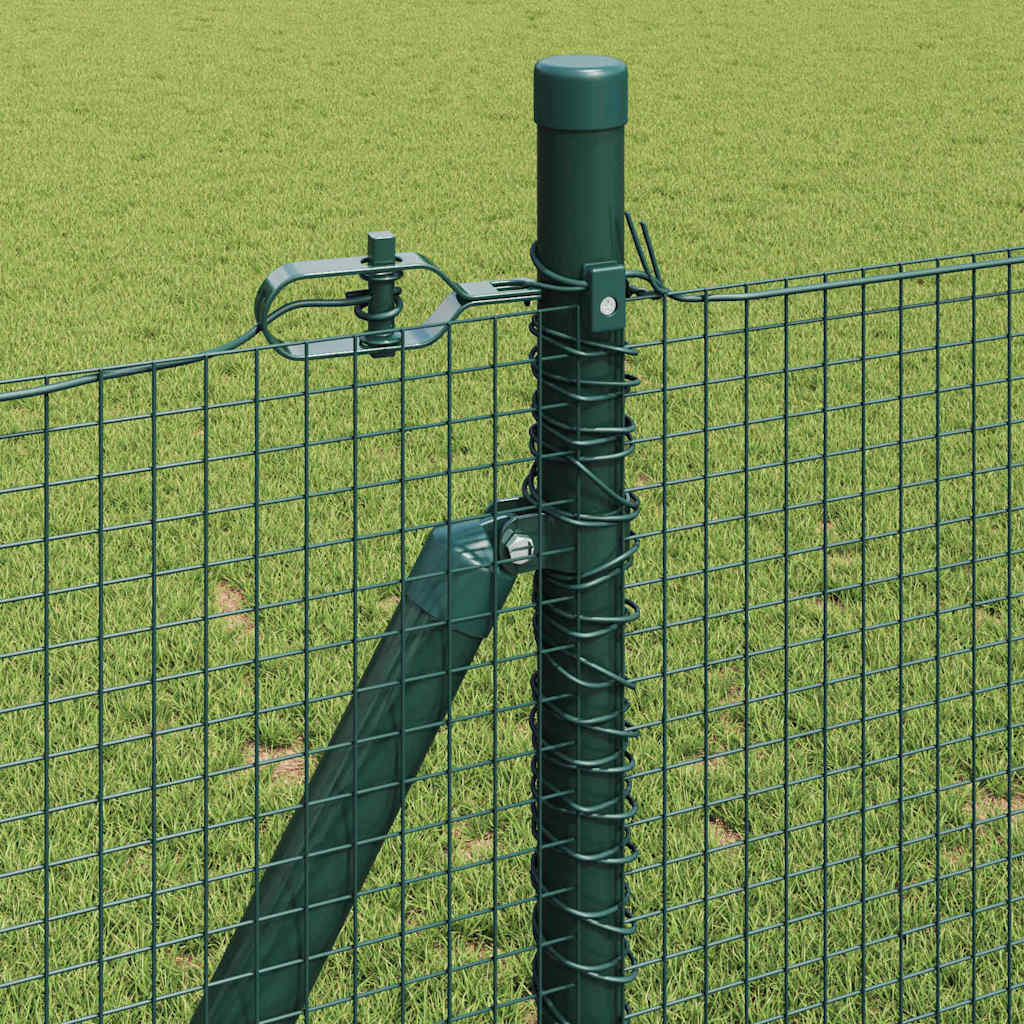 Zaun mit Pfosten Grün 1 x 10 m Stahl