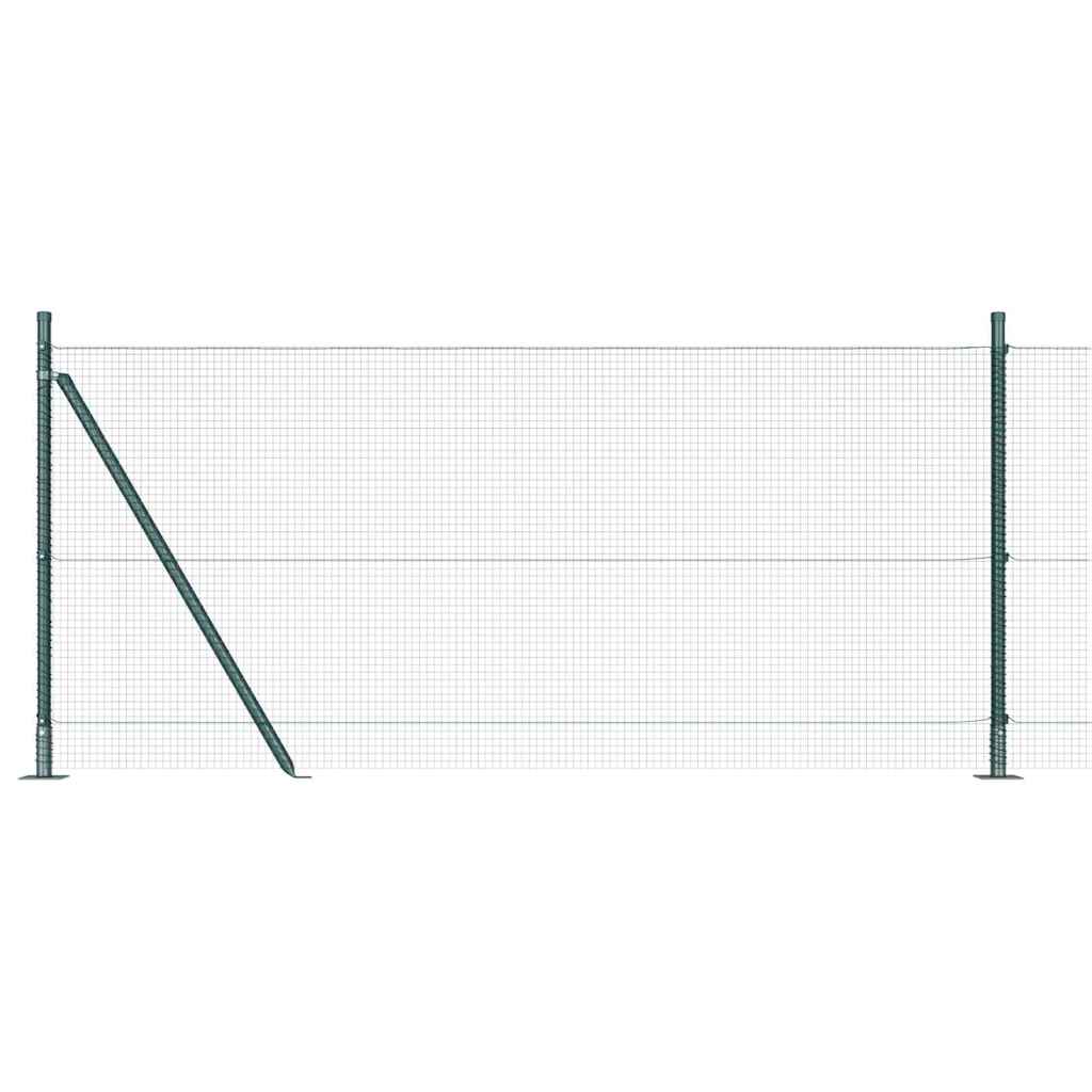 Zaun mit Pfosten Grün 1 x 10 m Stahl