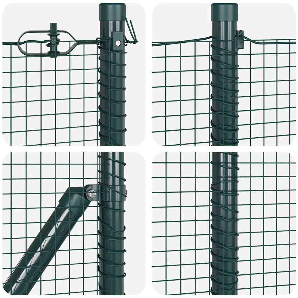Zaun mit Pfosten Grün 1 x 10 m Stahl
